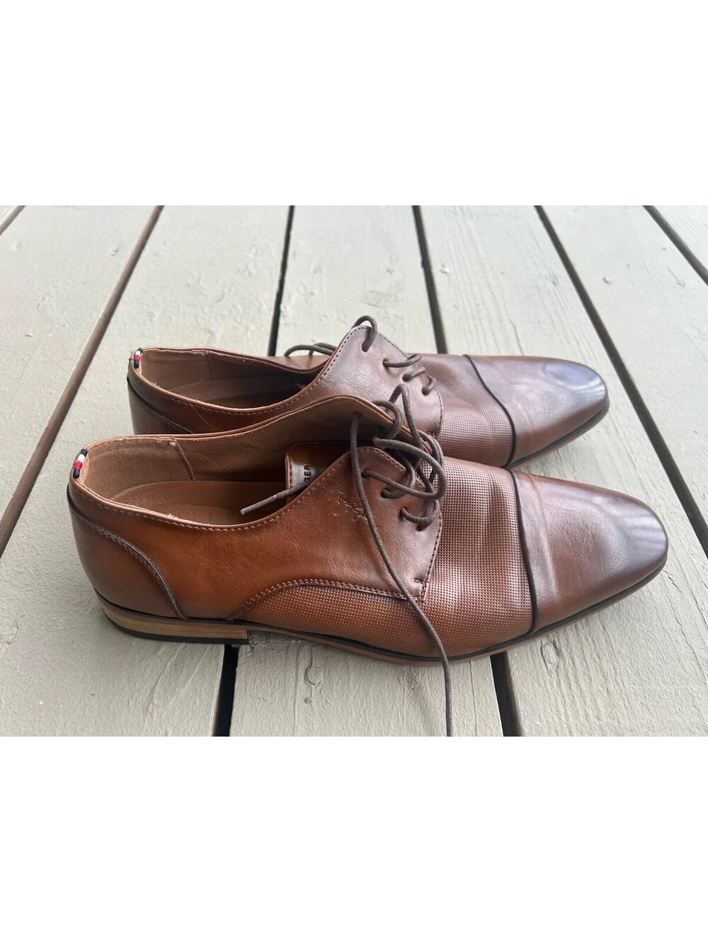 Tommy Hilfiger Sheldon Men's Oxford Dress Shoes Size 12 Brown Lace-Up Cap Toe